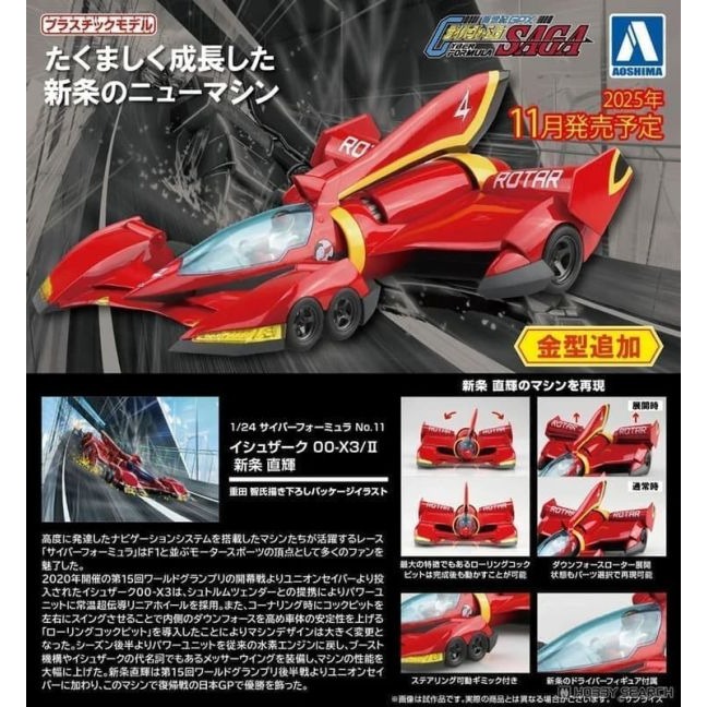 (Pandainn)現貨 AOSHIMA 青島 1/24 閃電霹靂車 新條直輝 伊修薩克 00-X3/Ⅱ 組裝模型-細節圖2