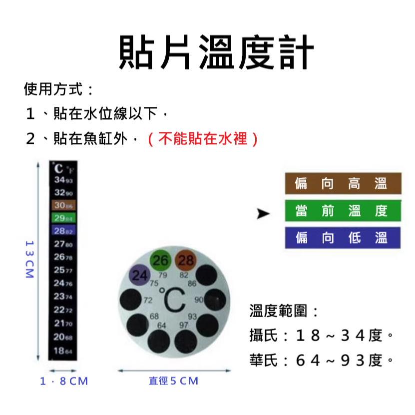 🎏 水族 貼片式 溫度計 魚缸 感溫 偵測 貼片 簡易 溫度計-細節圖3
