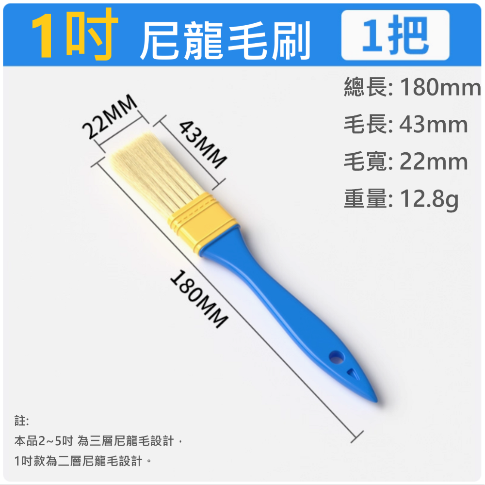 ✅ 多用途 尼龍 毛刷 3層 加厚 高回彈性 不易掉毛 加厚把手 優質 尼龍毛 油漆 修繕 裝潢 木頭 保護-規格圖6