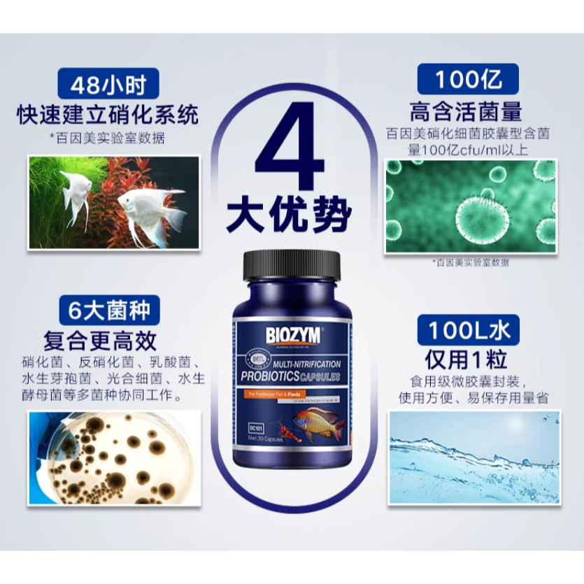 🎏 BIOZYM 百因美 硝化菌 膠囊 液體 高濃縮，水族 魚缸 換水 淡水 水草 龍魚 魟魚 錦鯉 池塘 皆有適用款-細節圖4