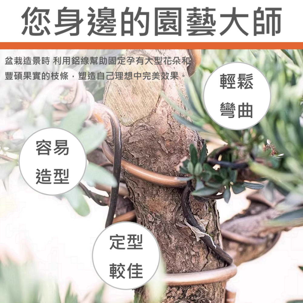 🔥大師推薦🔥 園藝 造型 造景 專用鋁線 鋁含量高 軟硬 適中 造型 容易 耐熱 防凍 耐磨 性強-細節圖2