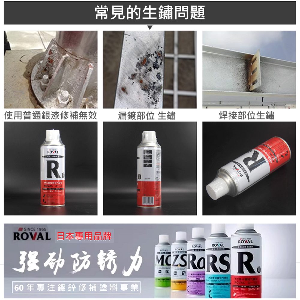✅ 史上最強含鋅量 羅巴魯 ROVAL 防鏽劑 強力 防鏽 防腐 冷 鍍鋅 噴漆 塗料 自噴 速乾 氣霧劑-細節圖4