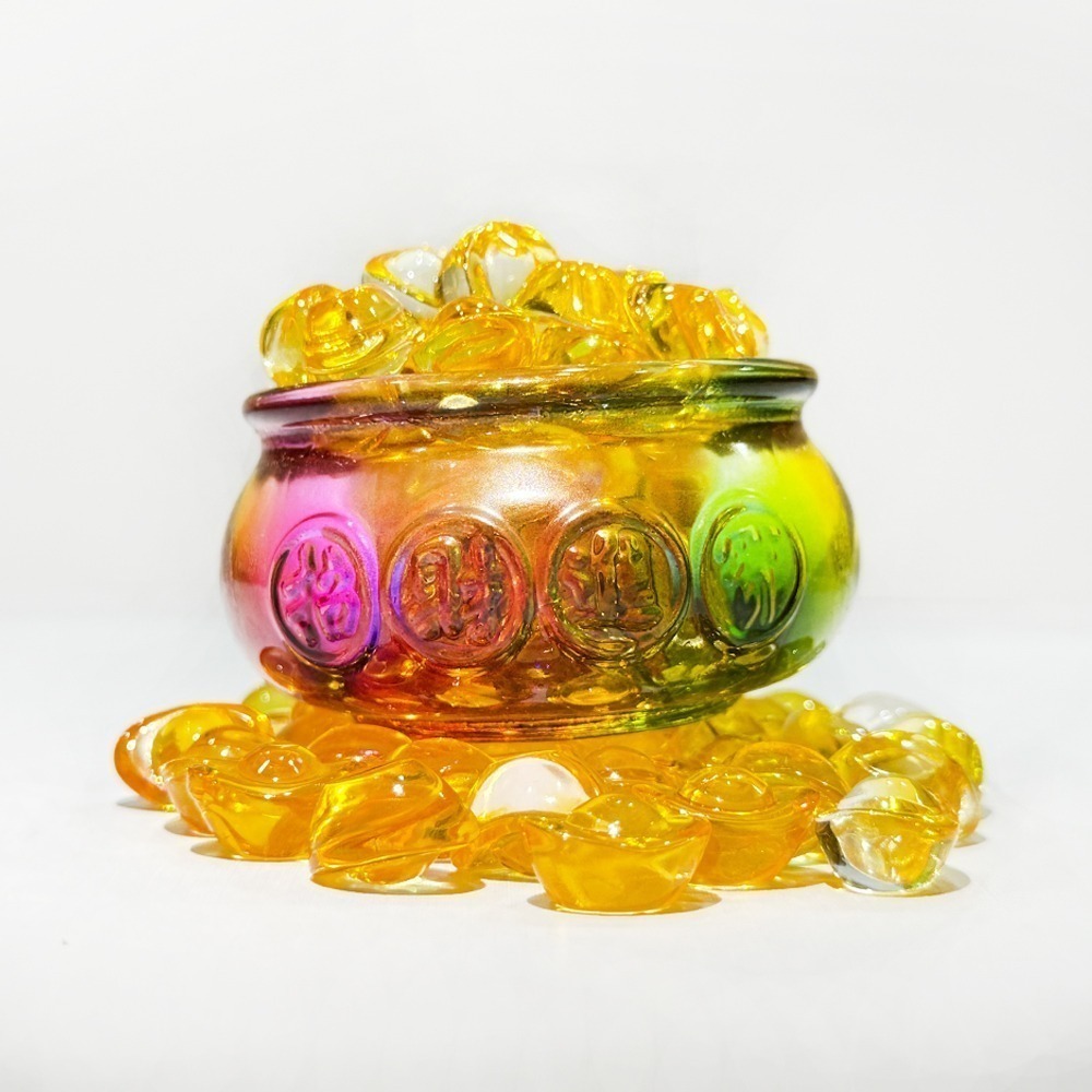 招財進寶琉璃聚寶盆｜琉璃元寶｜金黃晶瑩｜富貴圓滿｜開運擺件【聚寶小舖】-規格圖6