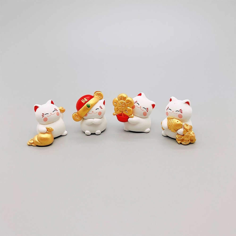 招財貓公仔｜一組四隻｜療癒擺飾｜開運小物｜聚寶擺件｜桌面擺設【聚寶小舖】-細節圖5