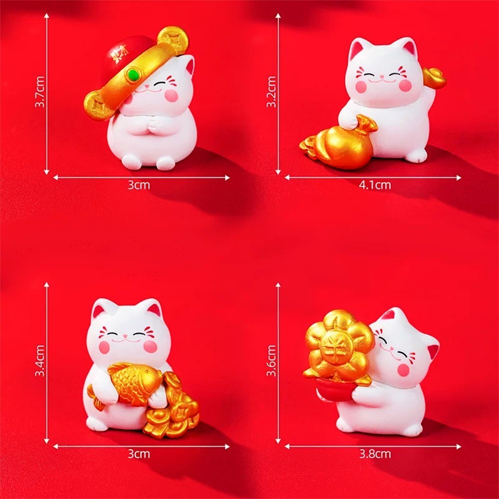 招財貓公仔｜一組四隻｜療癒擺飾｜開運小物｜聚寶擺件｜桌面擺設【聚寶小舖】-細節圖7