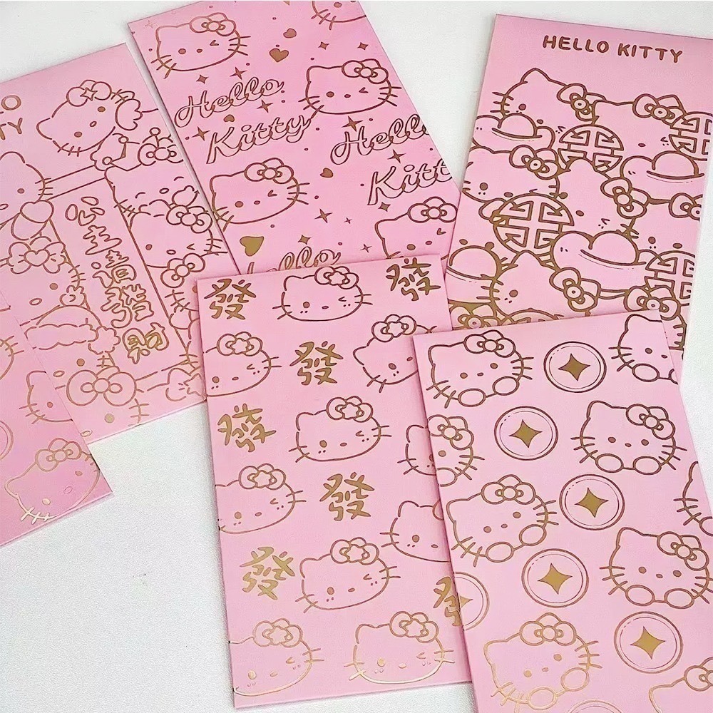 燙金 Hello Kitty 紅包袋 一組六入 三款可選 三麗鷗 喜氣可愛 新年【聚寶小舖】-細節圖6