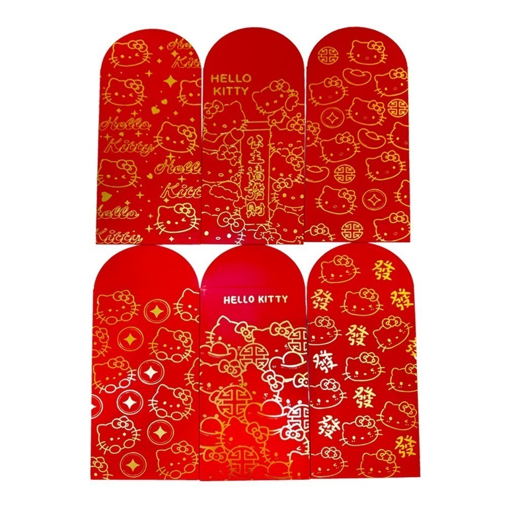 燙金 Hello Kitty 紅包袋｜一組六入｜三款可選｜三麗鷗｜喜氣可愛｜新年【聚寶小舖】-規格圖8