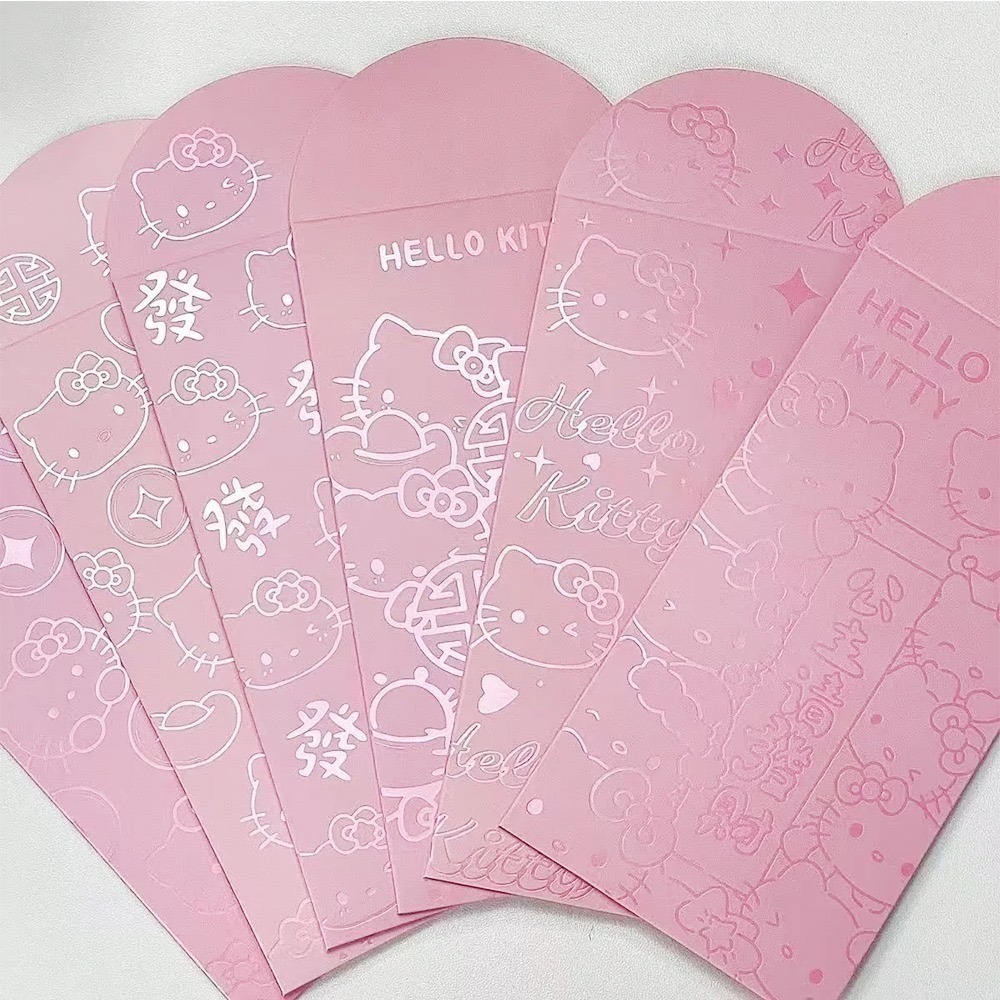 燙金 Hello Kitty 紅包袋 一組六入 三款可選 三麗鷗 喜氣可愛 新年【聚寶小舖】-規格圖8