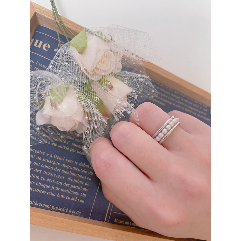 韓國超質感珍珠戒指-細節圖2