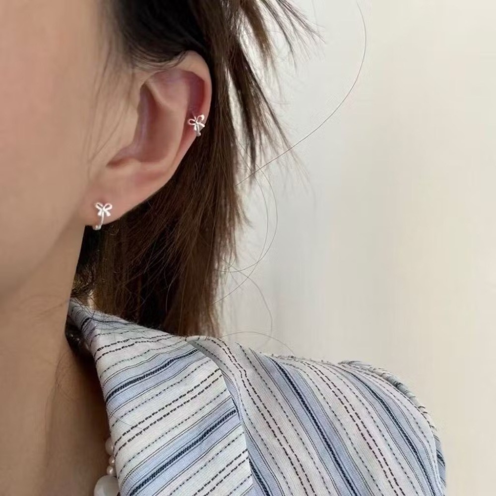 韓系蝴蝶結圓圈耳環-細節圖2