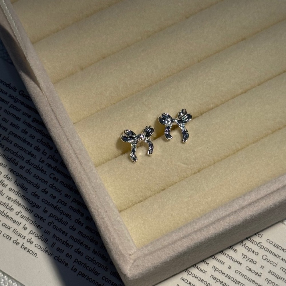 韓系蝴蝶結耳環-細節圖2