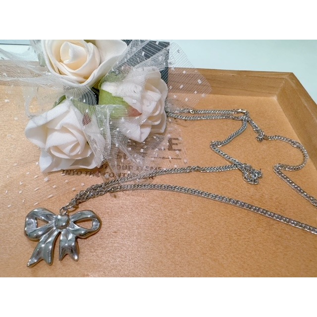 韓版蝴蝶結長鍊-細節圖2