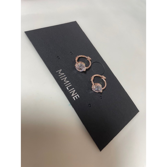 玫瑰金鑲鑽圓圈耳環-細節圖2