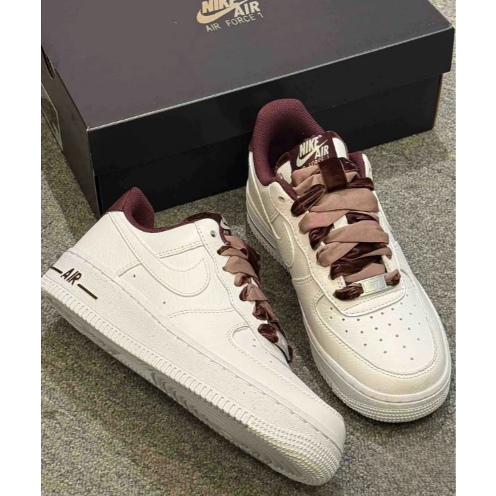 【限量新品】Nike Air Force 1 Vintage 酒紅緞帶 女款 HV4403-600-細節圖2