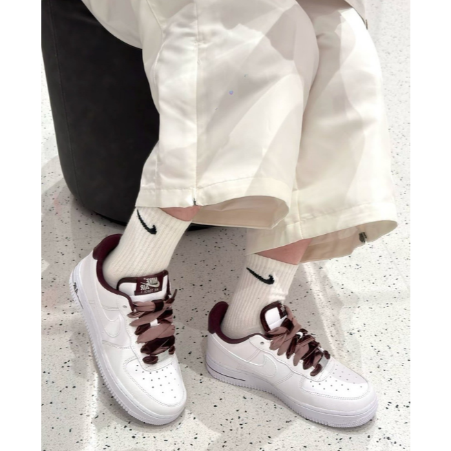 【限量新品】Nike Air Force 1 Vintage 酒紅緞帶 女款 HV4403-600-細節圖4