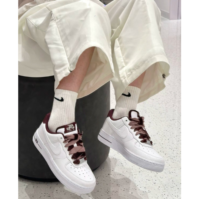 【限量新品】Nike Air Force 1 Vintage 酒紅緞帶 女款 HV4403-600-細節圖6