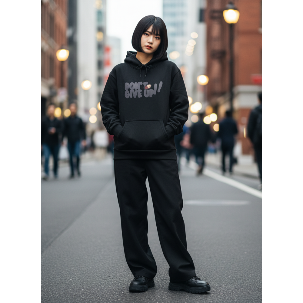 美式漫畫帽T DON＇T GIVE UP 厚磅連帽上衣 寬鬆落肩 男女可穿 美式街頭 秋冬百搭-細節圖4