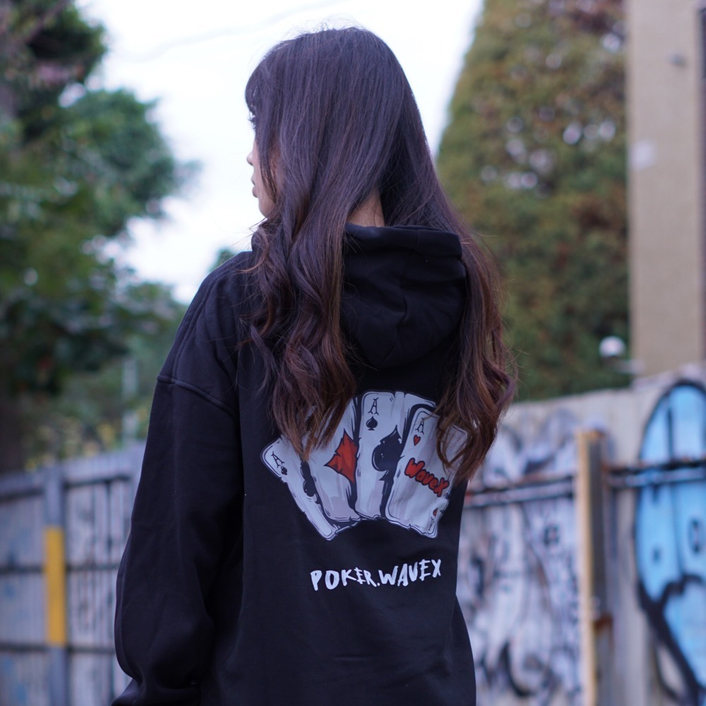 WAVEX POKER牛奶絨毛帽T 寬鬆落肩 厚磅柔軟材質 美式街頭 情侶款秋冬必備款 HOODIE-細節圖3