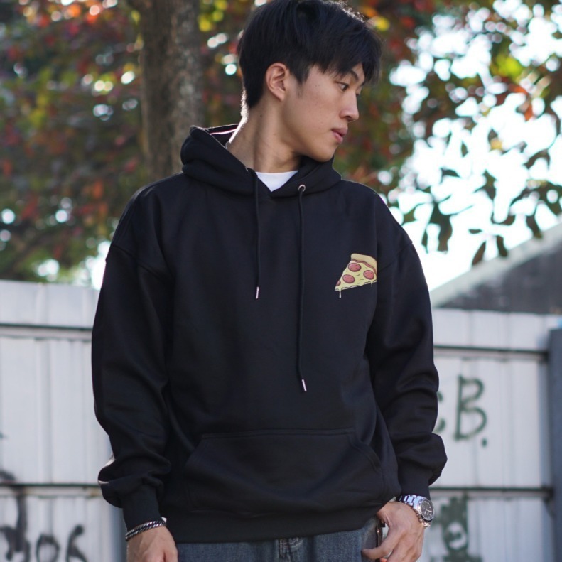 披薩星球UFO牛奶絨毛印花帽T 厚磅寬鬆 落肩連帽上衣 美式街頭 寬鬆長袖上衣 男女皆可 秋冬新品-細節圖2