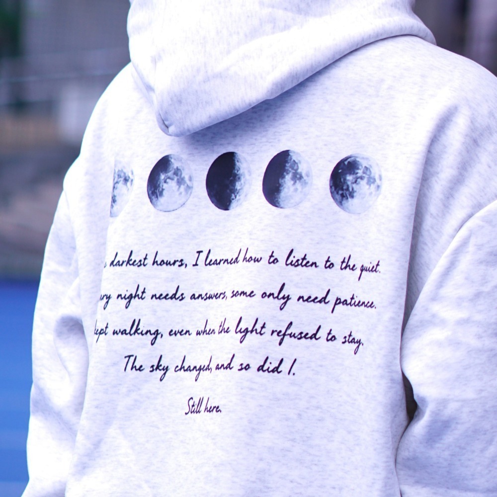 【CHAOZONE】月亮圖像｜銀狐絨帽T 寬鬆落肩 厚磅柔軟材質 長袖上衣 衛衣 內刷毛 大LOGO 刷毛帽T-細節圖2