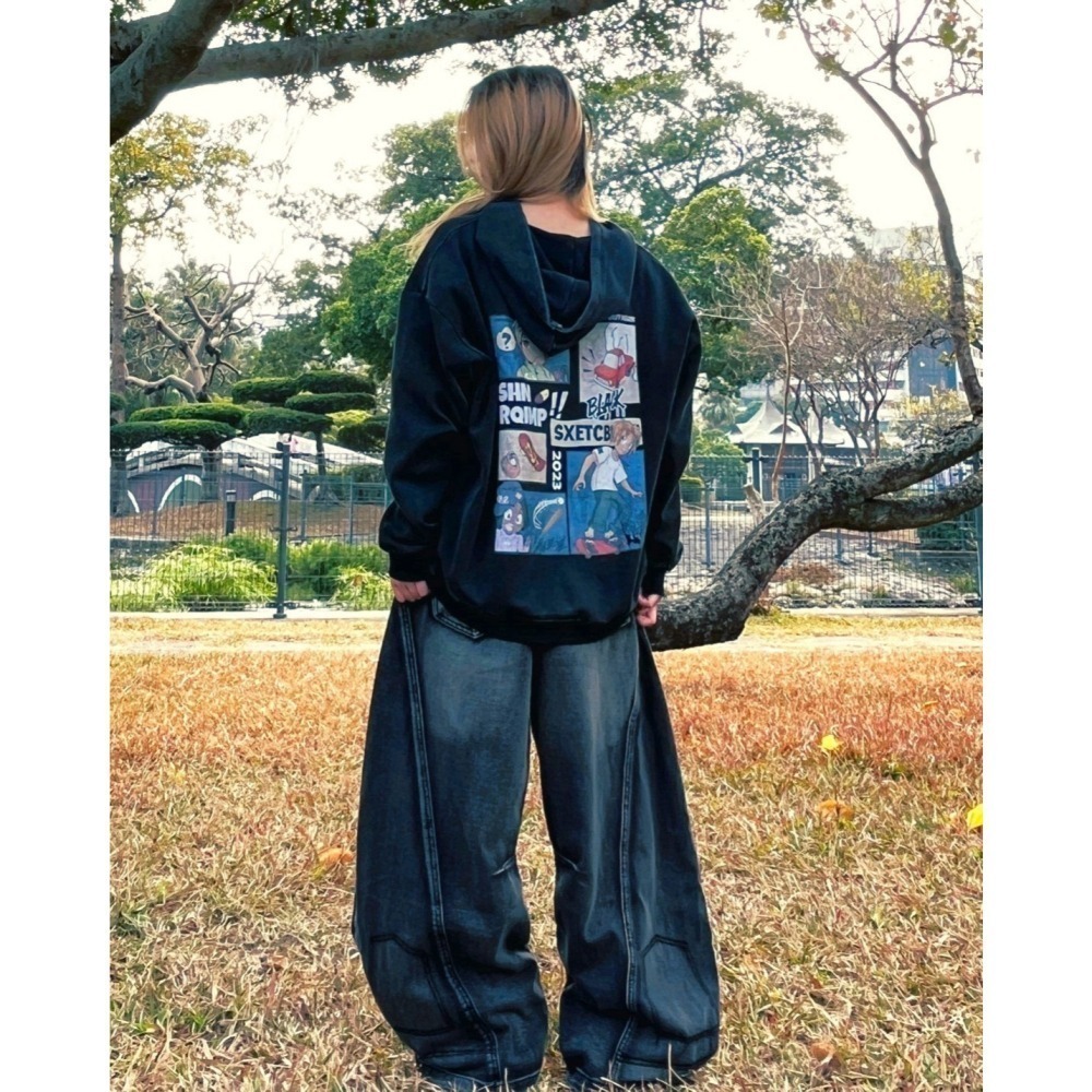 預購開放中!!【CHAOZONE】破壞彎刀褲 丹寧直筒褲 寬版牛仔褲 牛仔長褲 牛仔寬褲 直筒褲 寬版長褲 闊腿寬褲-細節圖7