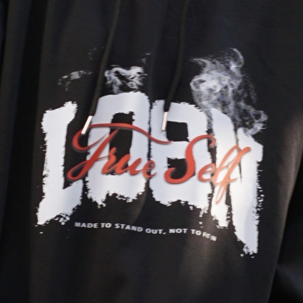 【CHAOZONE】LOBN煙霧牛奶絨毛帽T 厚磅寬鬆 落肩連帽上衣 美式街頭 寬鬆長袖上衣 男女皆可 秋冬新品-細節圖4