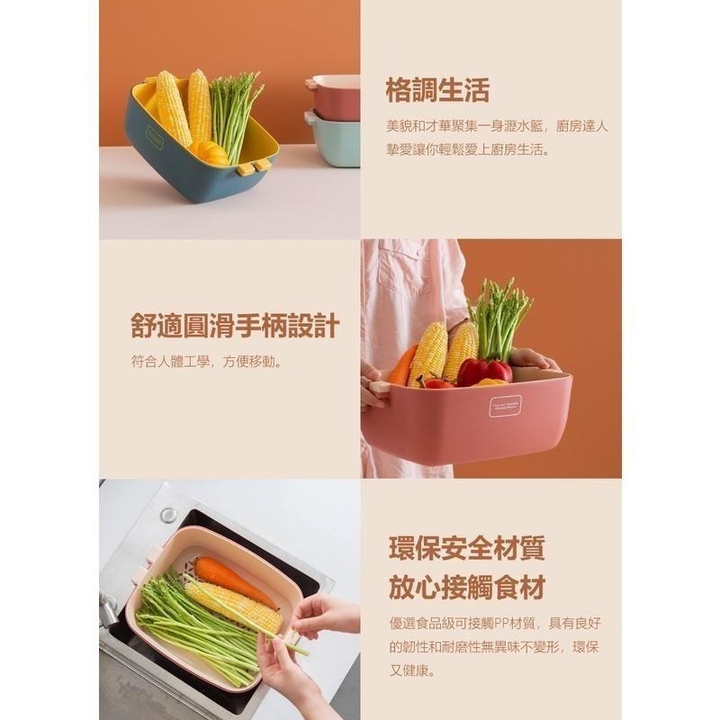【北歐雙層洗菜籃】洗菜籃 收納盆 洗菜盆 菜盆 水果籃 瀝水盆 收納盒 水果盆 蔬菜瀝水籃 雙層瀝水籃-細節圖6