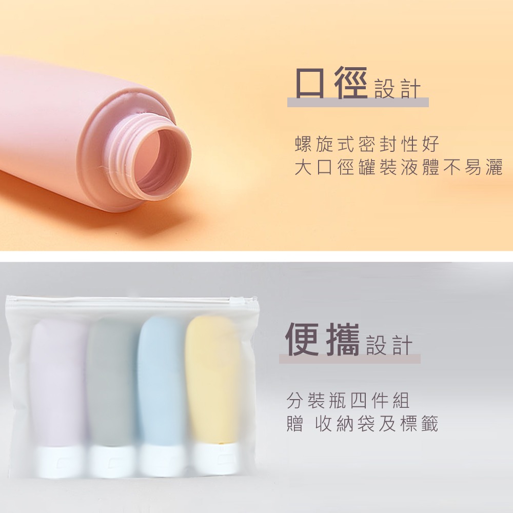 【贈收納袋及標籤！旅行分裝瓶60ml 超值四入組】分裝瓶 軟管分裝瓶 分裝罐 沐浴分裝 乳液分裝-細節圖5