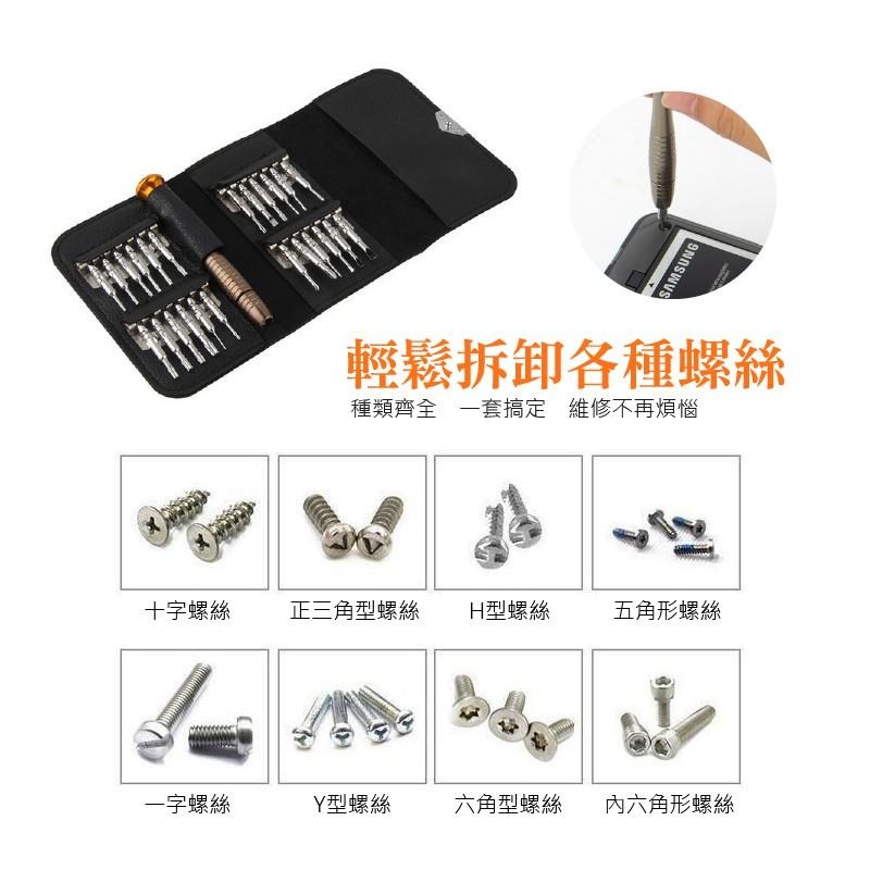 【精密級螺絲25件組】工具組 工具包 螺絲起子 拆機工具 家用螺絲組 一字起子 十字起子 板手-細節圖3