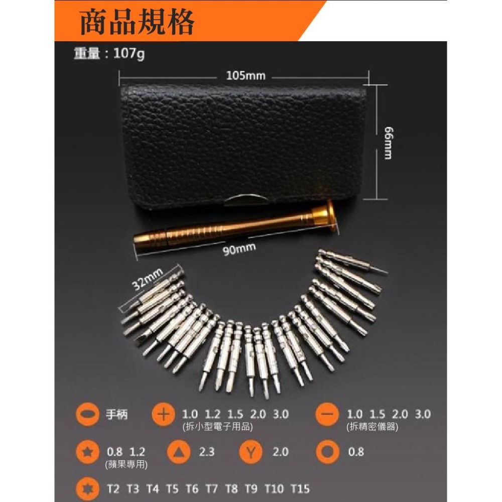 【精密級螺絲25件組】工具組 工具包 螺絲起子 拆機工具 家用螺絲組 一字起子 十字起子 板手-細節圖9