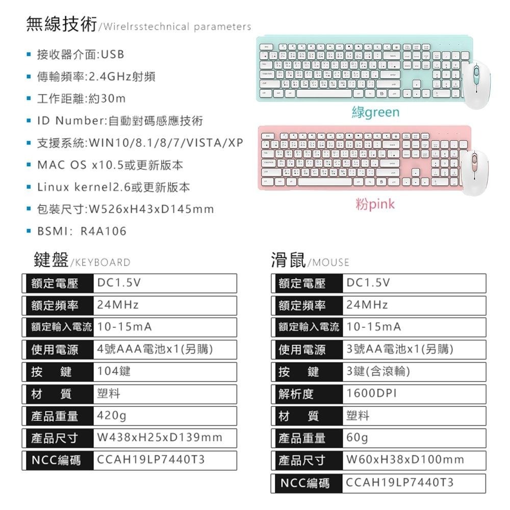 【KINYO 2.4GHz粉彩無線鍵鼠組 GKBM-883】鍵盤 滑鼠 無線滑鼠 無線鍵盤 電競鍵盤 電競滑鼠 靜音滑鼠-細節圖9