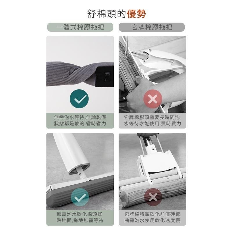 【一體式棉膠拖把 贈拖把頭x2】拖把 膠棉拖把 海棉拖把 吸水拖把 乾濕兩用拖把 懶人拖把 免手洗拖把-細節圖4