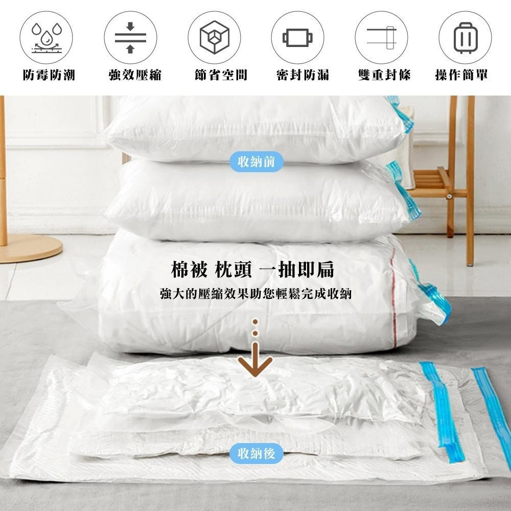 【雙層密封！手捲式真空壓縮袋】收納袋 旅行袋 免抽氣壓縮袋 真空袋 旅行收納 衣物收納袋 棉被收納袋-細節圖3