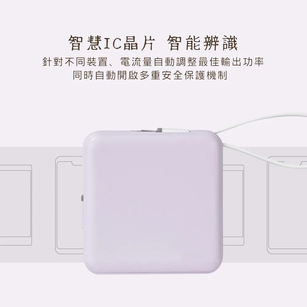 【KINYO 5000mAh小方塊雙線夾心隨手充 KPB-2302】行動電源 自帶充電線 行動充 充電寶 移動電源-細節圖8