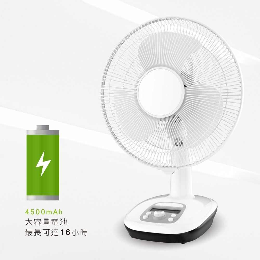【KINYO 12吋充電風扇 CF-1205】電風扇 電扇 充電風扇 12吋電風扇 桌扇 涼風扇 立扇 攜帶式行動風扇-細節圖4