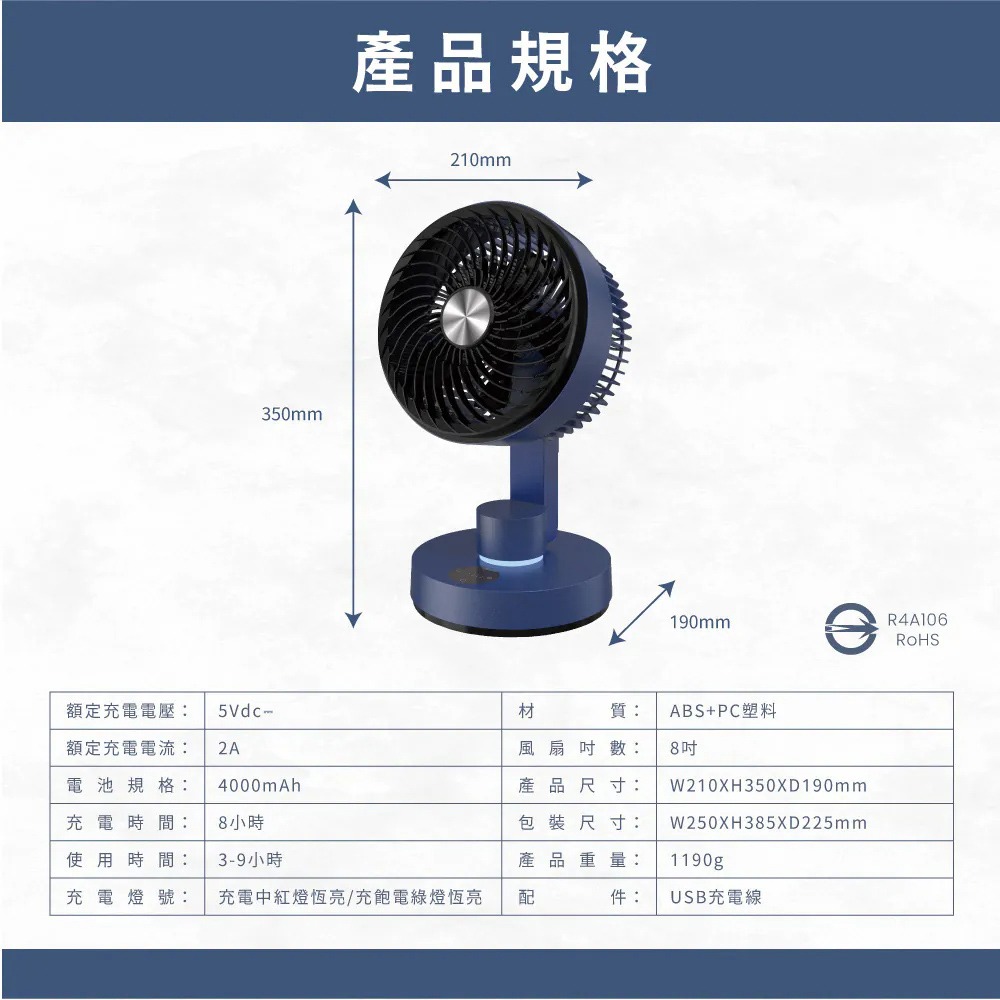 【KINYO 無線空氣循環桌扇 UF-7185】電扇 循環扇 風扇 桌扇 自動擺頭 夜燈風扇 充電風扇 露營風扇-細節圖10
