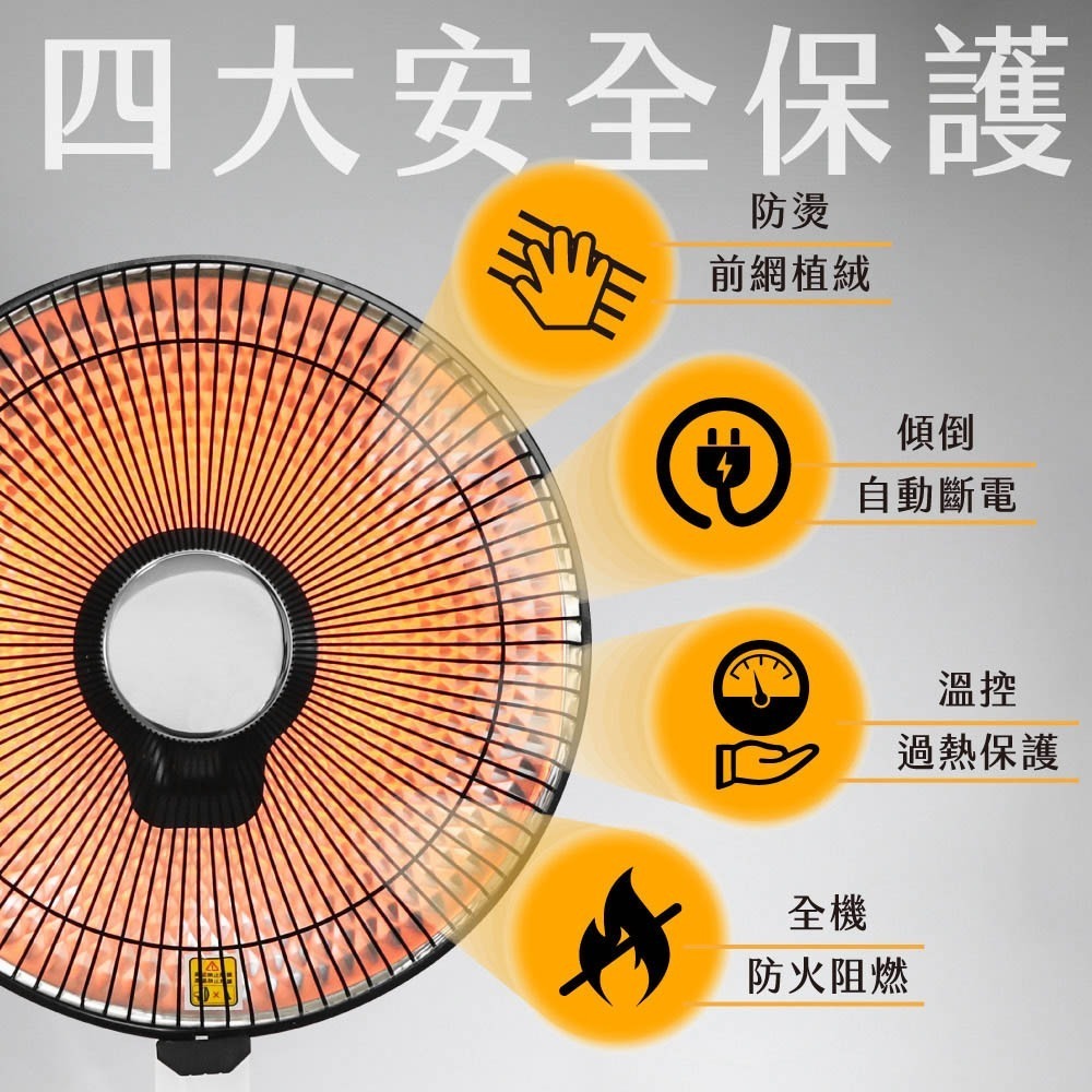 【KINYO 16吋石墨烯碳素電暖器 HCS-143】電暖器 暖風扇 電暖扇 兩段溫控 暖氣 暖風 自動擺頭 石墨烯-細節圖8