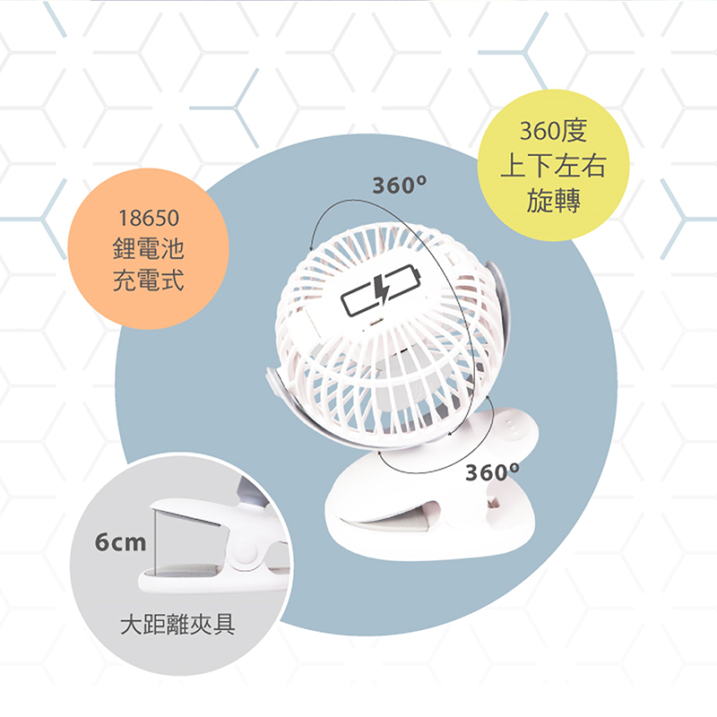 【KINYO 夾立兩用充電風扇 UF-168】夾扇 USB風扇 充電風扇 手持風扇 桌面風扇 三檔風速-細節圖3