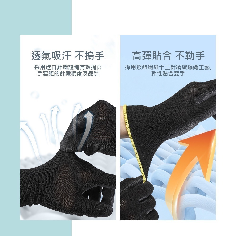 【PU全塗掌手套 一雙】防滑手套 沾膠手套 工作手套 搬運手套 園藝手套 止滑手套 萬用手套 防靜電手套-細節圖4