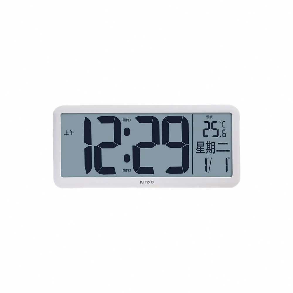 【KINYO 36cm多功能LCD大螢幕電子鐘 TD-3020】桌立電子鐘 電子鬧鐘 壁掛電子鐘 電子時鐘 數字電子鐘-細節圖2