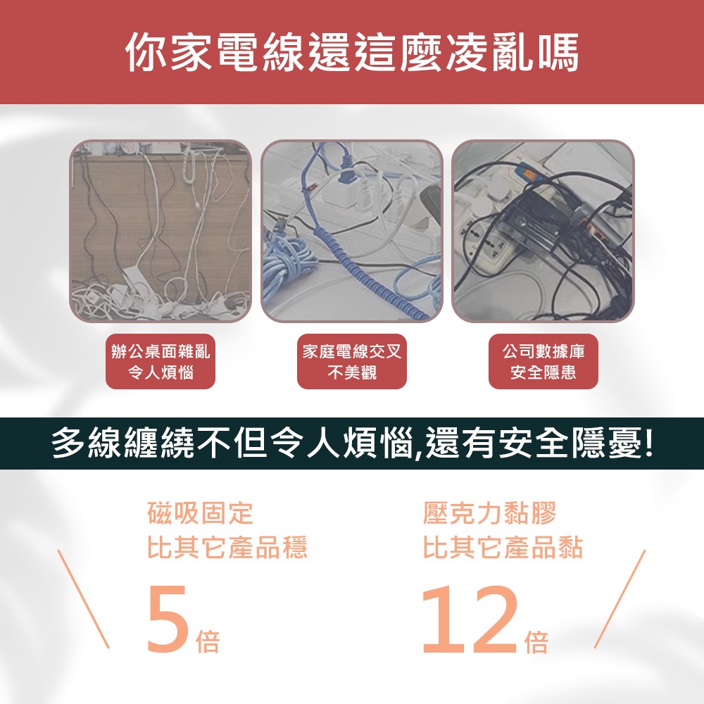 【磁吸式固定器】理線器 整線器 集線器 充電線收納 磁吸理線器 磁吸集線器 電線固定器 收線器 桌面理線器-細節圖4