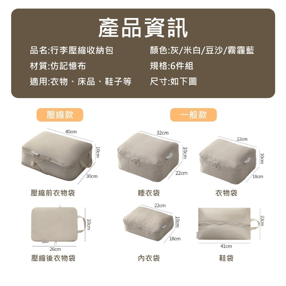 【行李壓縮收納包 六件組】行李收納袋 旅行壓縮袋 旅行收納袋 衣物壓縮包 旅行收納包 行李收納包-細節圖10