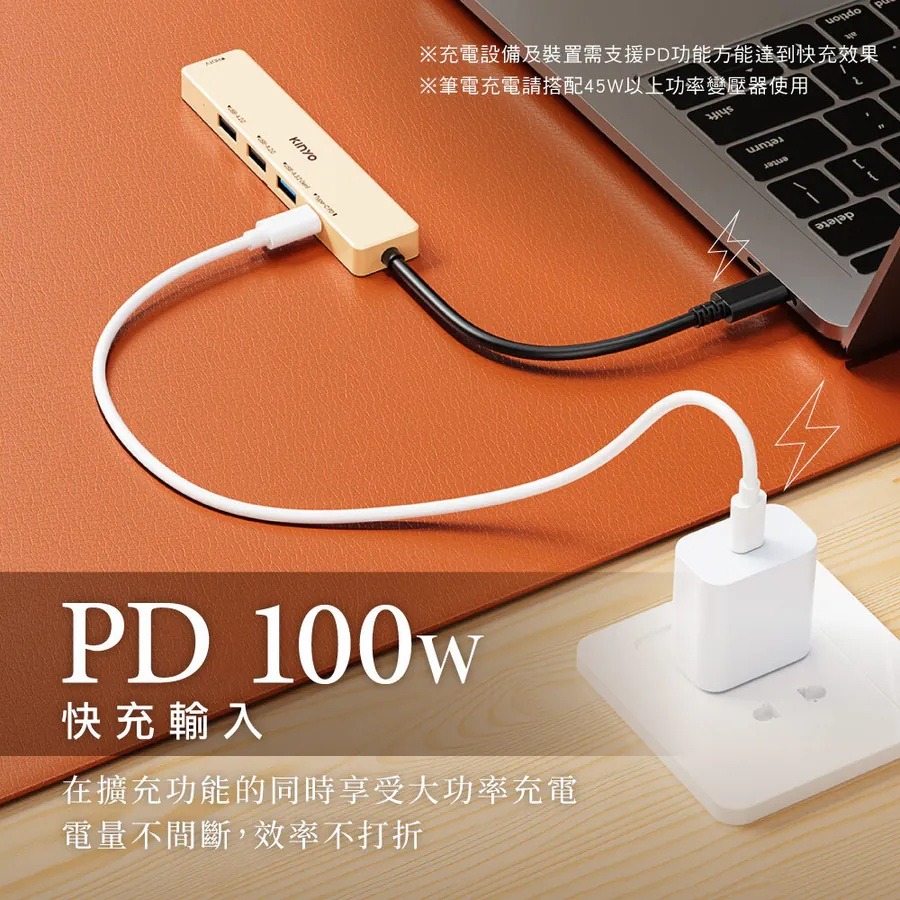 【KINYO 五合一多功能擴充座 KCR-525】支援OTG 讀卡機 USB擴充器 PD快充 分線器 多功能轉接器-細節圖4