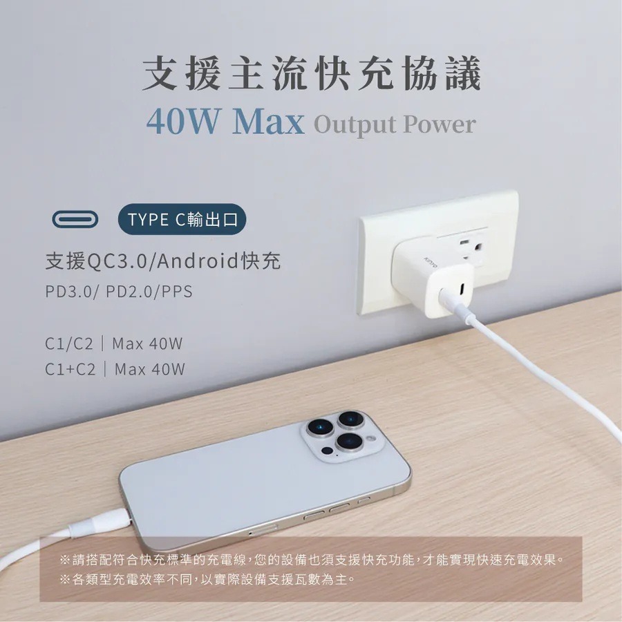 【KINYO 氮化鎵雙孔充電組40W APDCB-140】雙Type-C PD充電器 雙孔充電頭 充電器 充電頭 豆腐頭-細節圖6