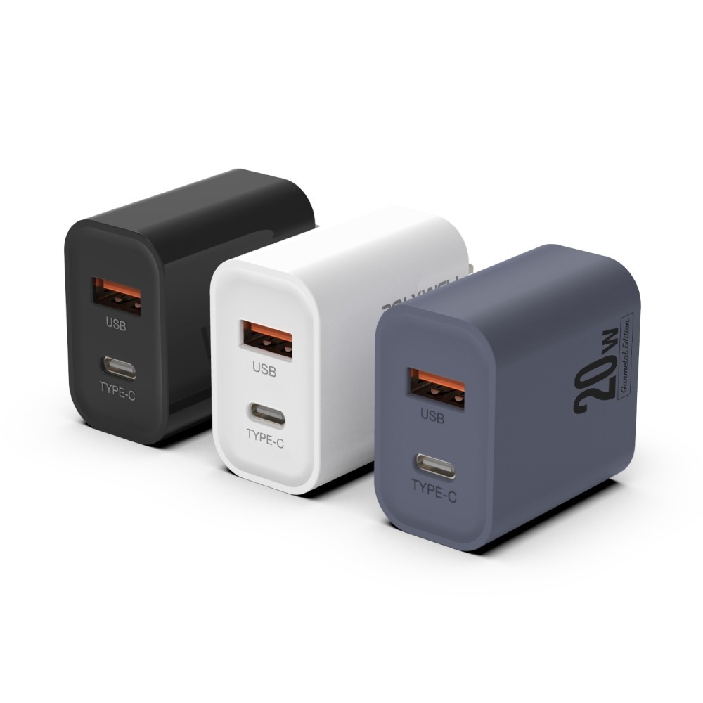 【POLYWELL PD雙孔快充頭20W】豆腐頭 充電頭 充電器 手機充電頭 PD充電頭 USB充電器 雙孔充電頭-細節圖2