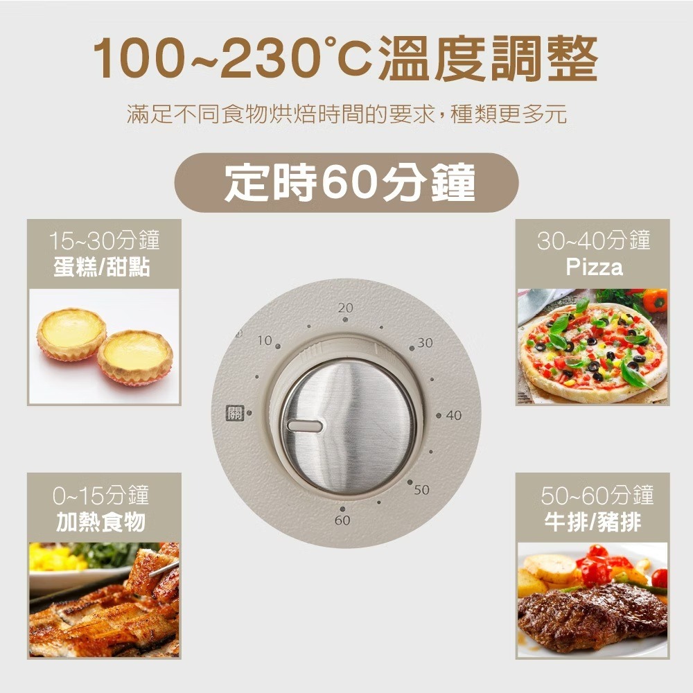 【SABA 30公升旋風烤箱 SA-HT11】大容量烤箱 旋風烤箱 多用途烤箱 電烤箱 六種火力 麵包烤箱-細節圖6
