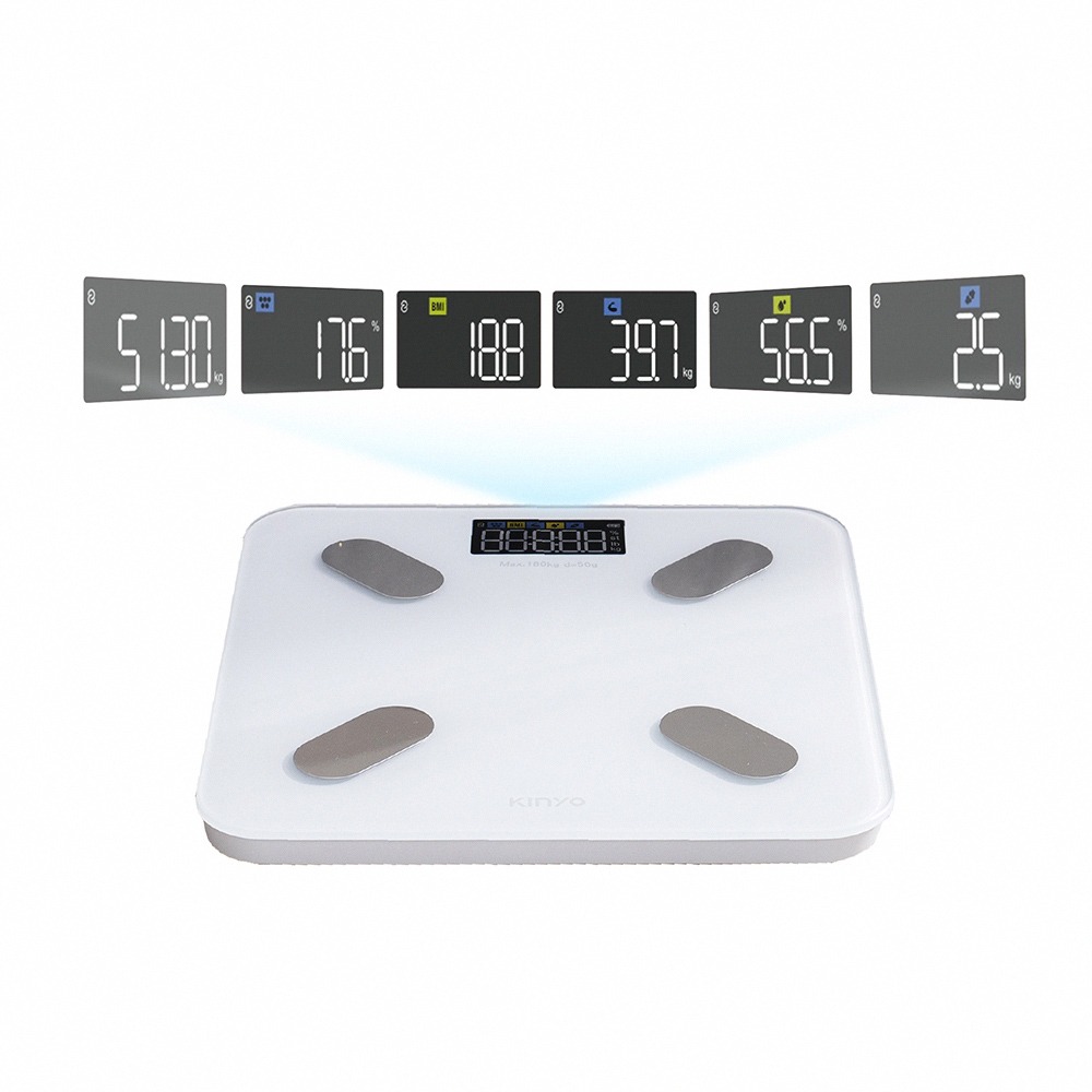 【KINYO LCD彩色螢幕家用藍牙體脂計 DS-7322】電子體重計 健康體脂計 體重計 電子體重秤 家用體脂計-細節圖2