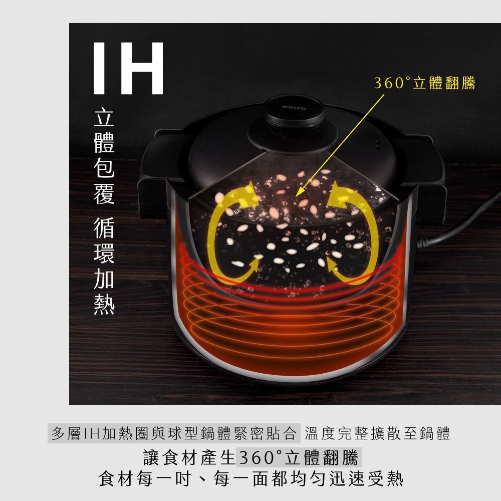 【KINYO IH智慧琺瑯鑄鐵鍋2.2L PCO-2700】萬用鍋 美食鍋 壓力鍋 煮飯鍋 電鍋 微電腦電子鍋 悶燒鍋-細節圖7