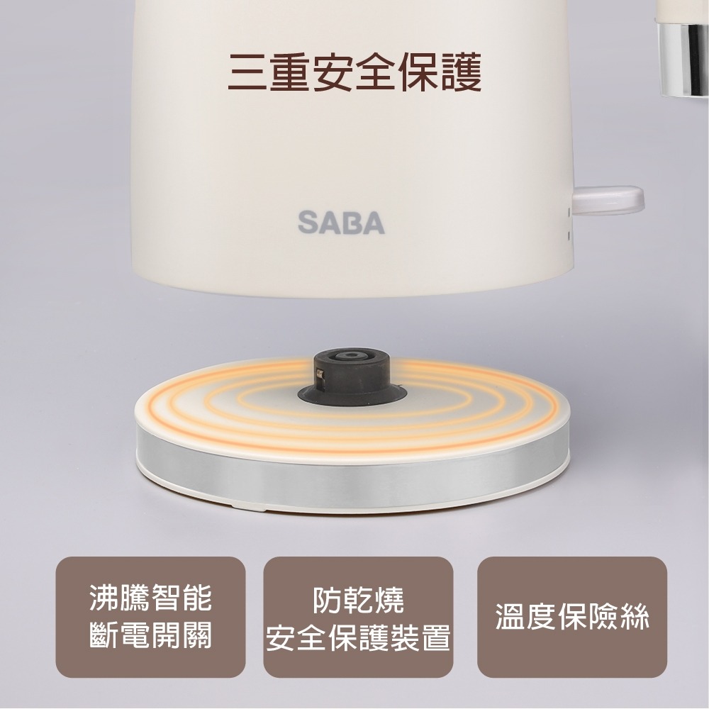 【SABA 1.7L雙層防燙不鏽鋼快煮壺 SA-HK43】煮水壺 電煮壺 熱水壺 快煮壺 自動斷電 電茶壺 304不鏽鋼-細節圖7