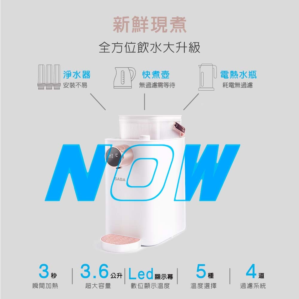 【SABA 3.6L即熱式濾淨開飲機 SA-HQ07】快煮壺 熱水瓶 瞬熱飲水機 電熱水壺 開飲機-細節圖4